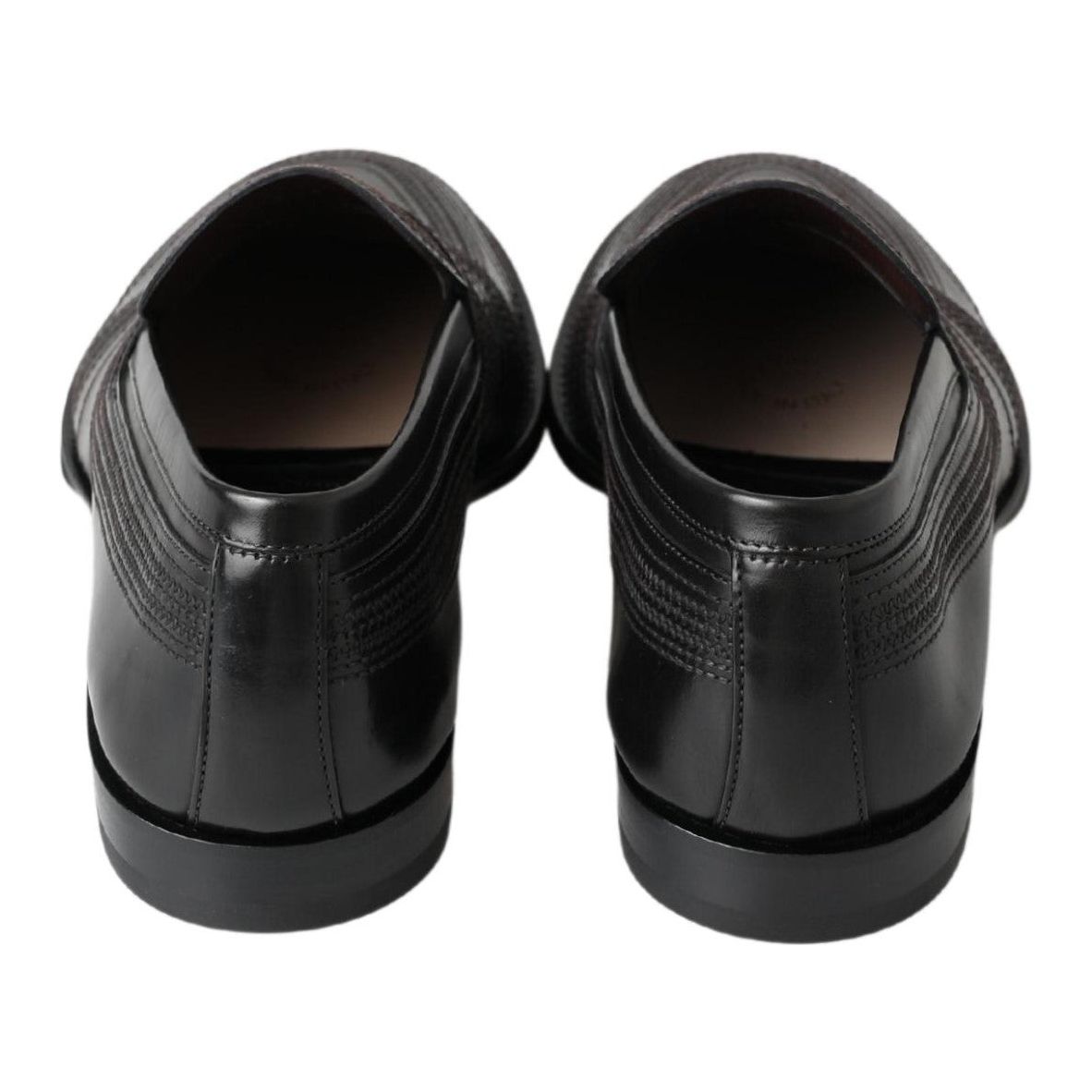 Dolce & Gabbana Elegant Black Leather Slipper Loafers black-leather-slipper-loafers-stitched-shoes