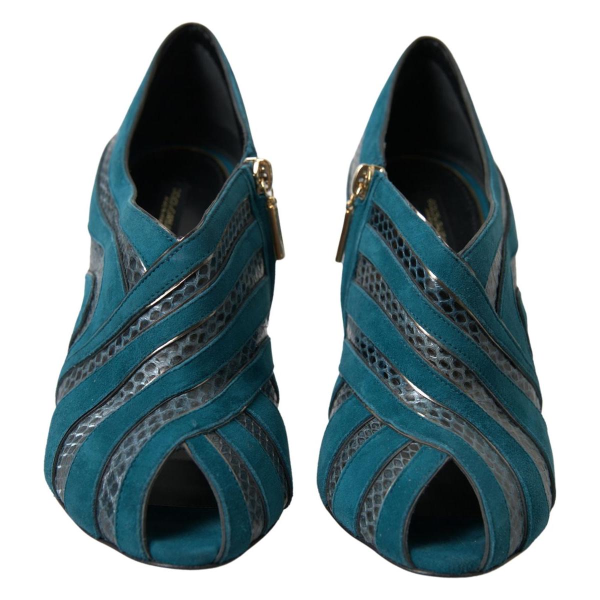 Dolce & Gabbana Chic Blue Peep Toe Stiletto Ankle Booties blue-teal-snakeskin-peep-toe-ankle-booties-shoes 465A8805-scaled-b9891508-9b1_1ad37581-1b19-4028-b2e3-fe7e7450e9ab.jpg