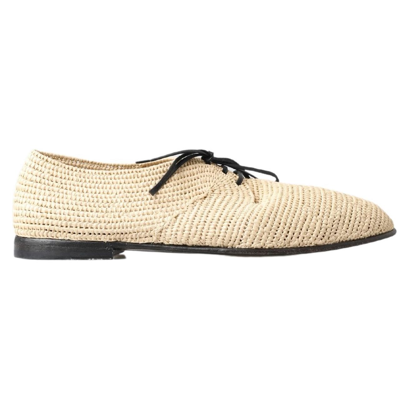 Dolce & Gabbana Chic Beige Derby Lace-Up Casual Men's Shoes beige-woven-lace-up-casual-derby-shoes