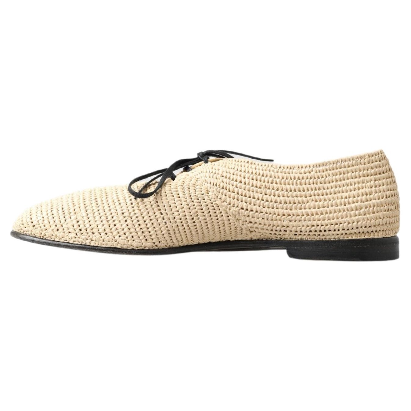 Dolce & Gabbana Chic Beige Derby Lace-Up Casual Men's Shoes beige-woven-lace-up-casual-derby-shoes