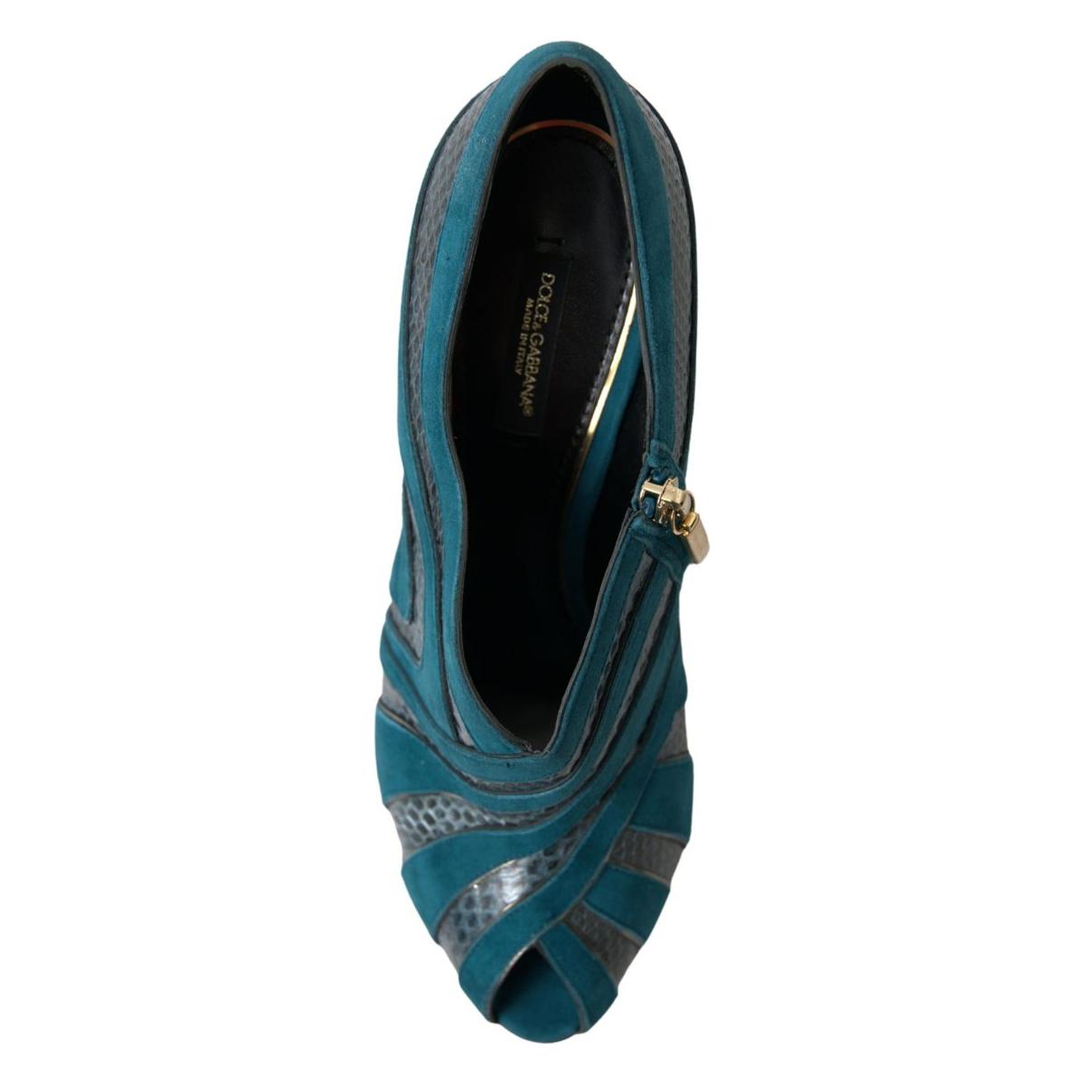 Dolce & Gabbana Chic Blue Peep Toe Stiletto Ankle Booties blue-teal-snakeskin-peep-toe-ankle-booties-shoes 465A8814-scaled-a9505a4d-6e7_64b630de-c38a-4cfe-97ec-e1c1e9620c4f.jpg
