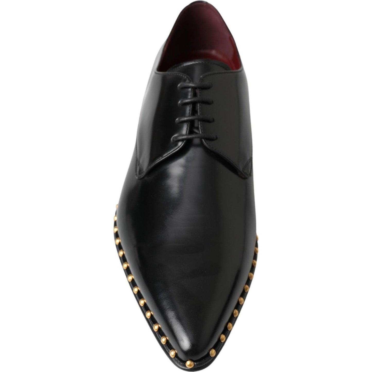 Dolce & Gabbana Elegant Studded Derby Formal Shoes black-derby-gold-studded-leather-shoes