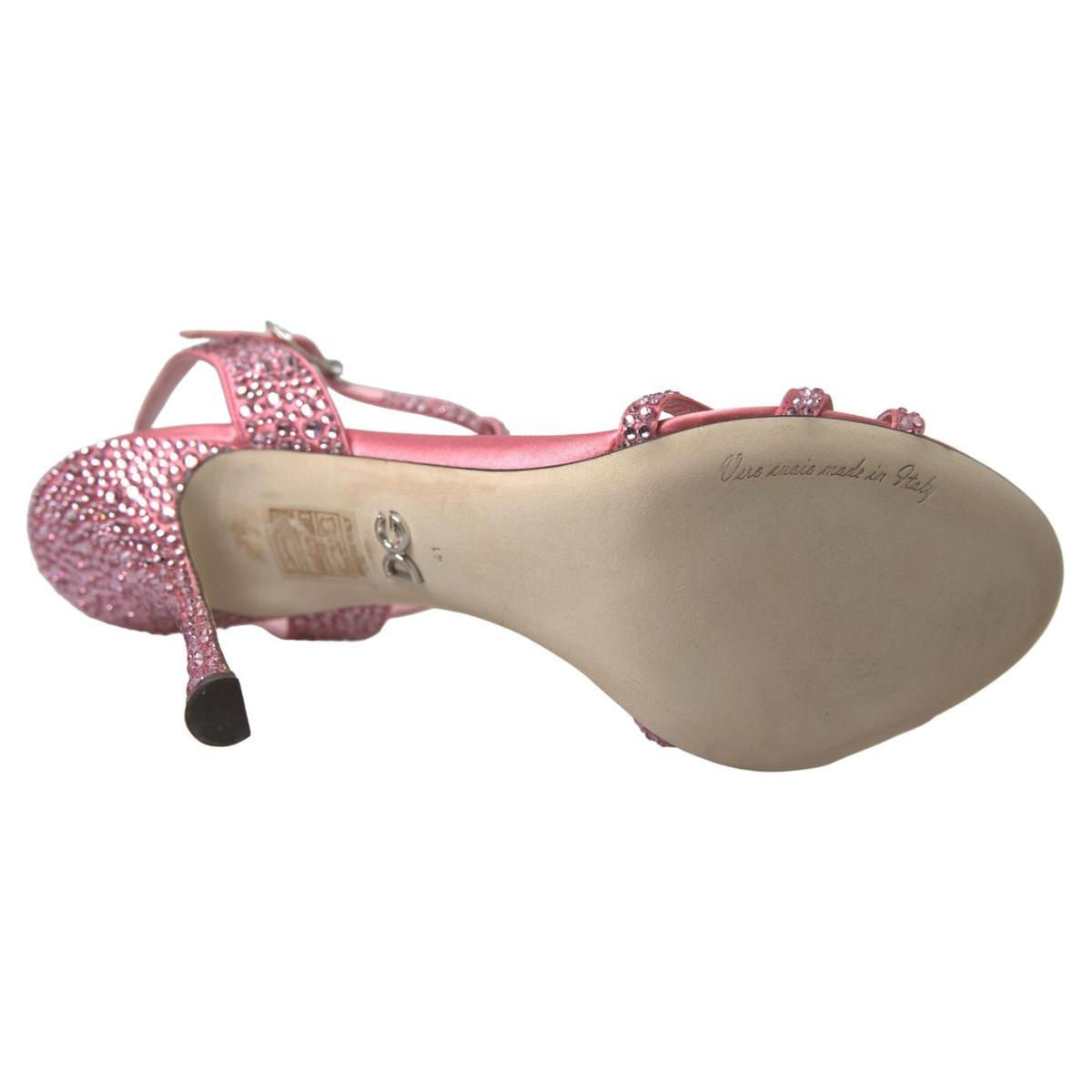 Dolce & Gabbana Elegant Pink Ankle Strap Sandals pink-crystal-ankle-strap-shoes-sandals