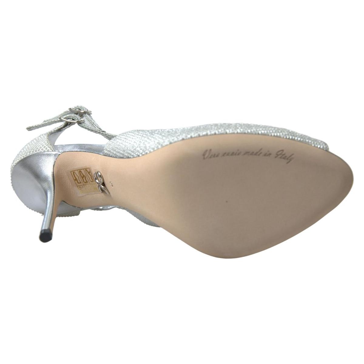 Dolce & Gabbana Elegant Shimmering Silver High-Heeled Sandals silver-shimmers-sandals-heel-pumps-shoes