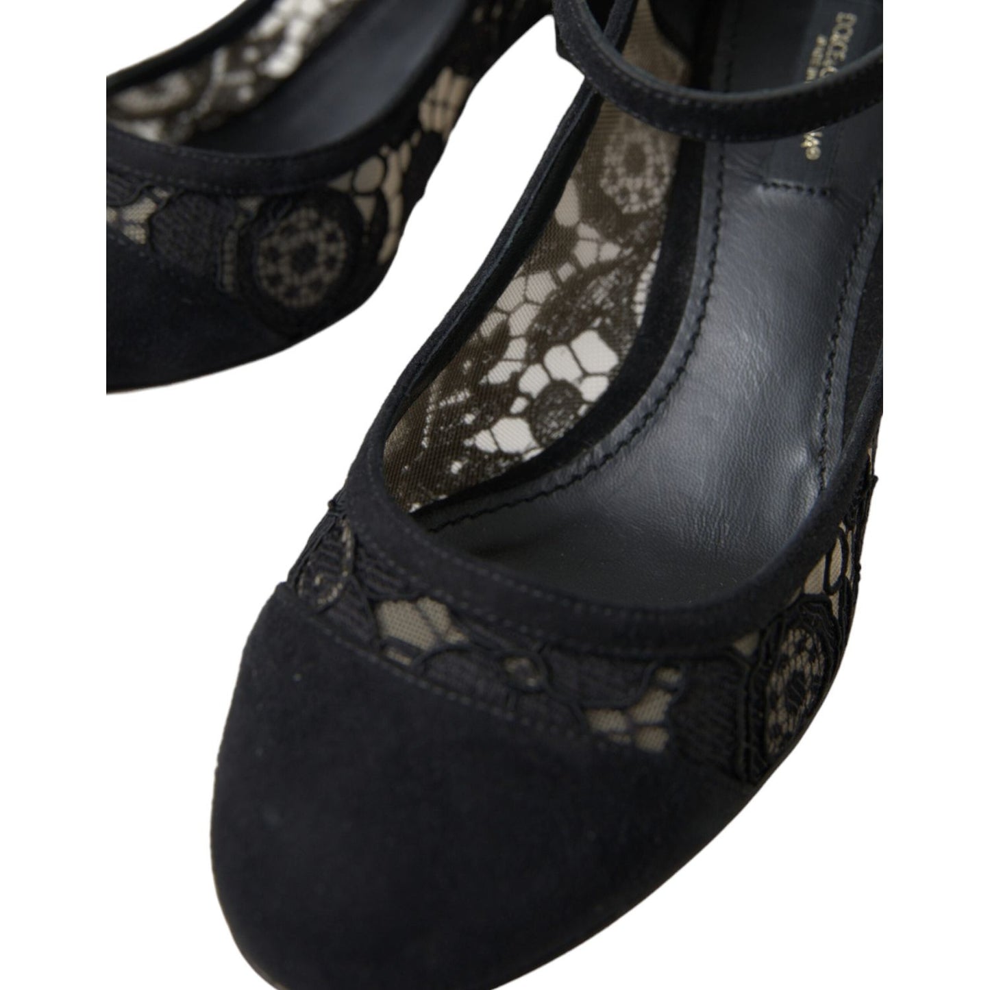 Dolce & Gabbana Elegant Suede Mary Jane Lace Heels black-mary-jane-taormina-lace-pumps-shoes