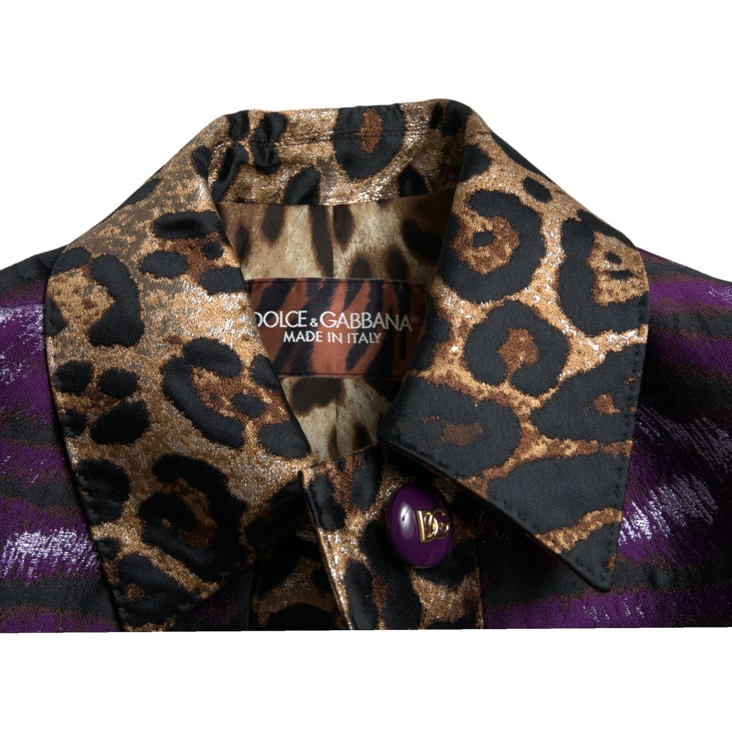 Dolce & Gabbana Exquisite Jacquard Trench With Tiger Motif purple-lame-jacquard-tiger-print-coat-jacket