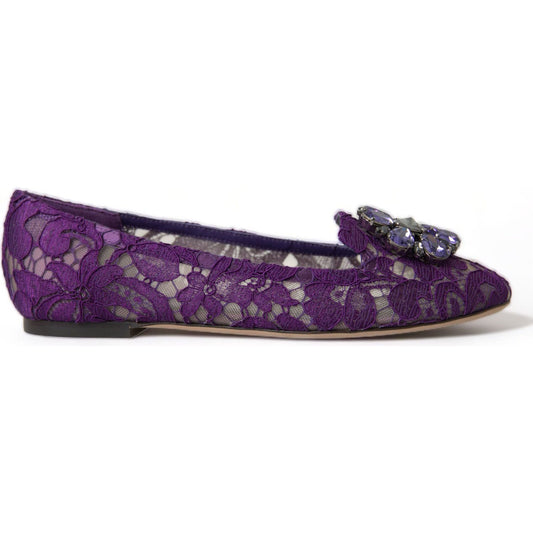 Dolce & Gabbana Elegant Floral Lace Vally Flat Shoes purple-vally-taormina-lace-crystals-flats-shoes 465A9043-bg-1-scaled-f893e5fa-3a9.jpg