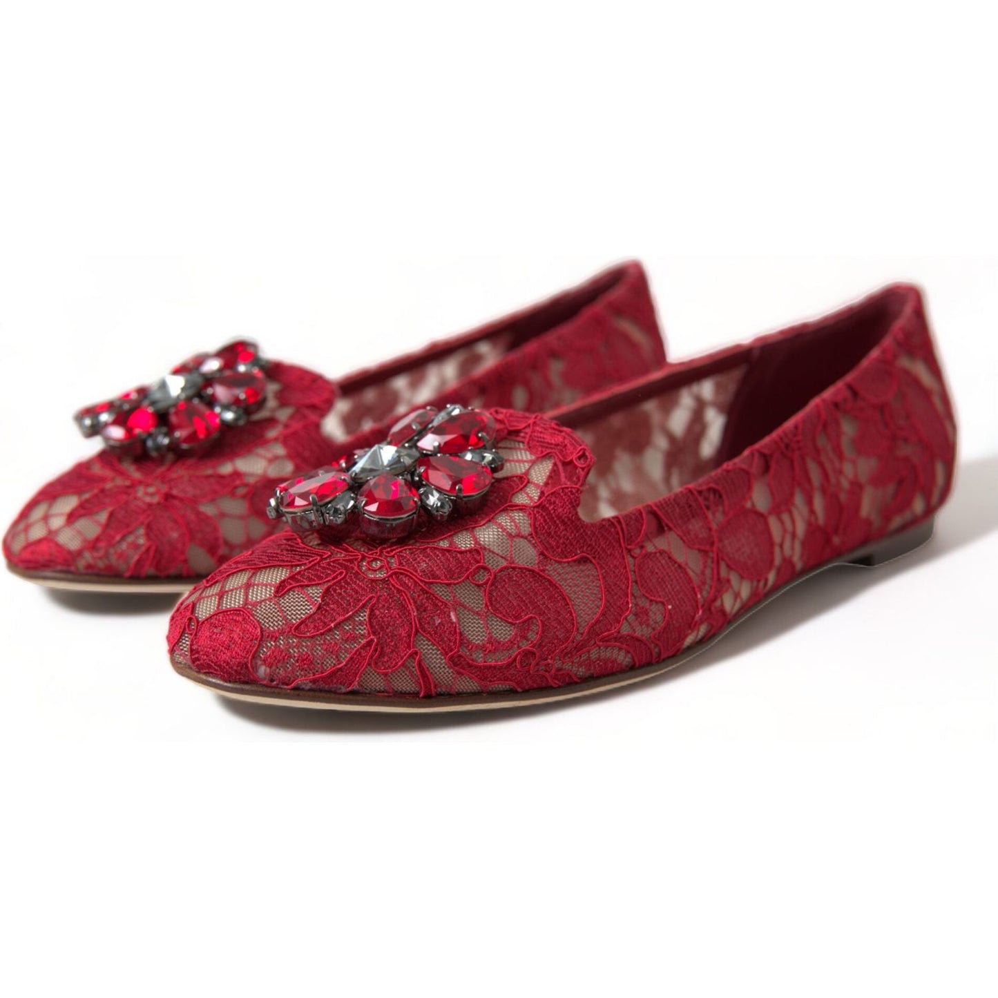 Dolce & Gabbana Elegant Floral Lace Vally Flats red-vally-taormina-lace-crystals-flats-shoes 465A9052-bg-scaled-aa47916e-2b1.jpg