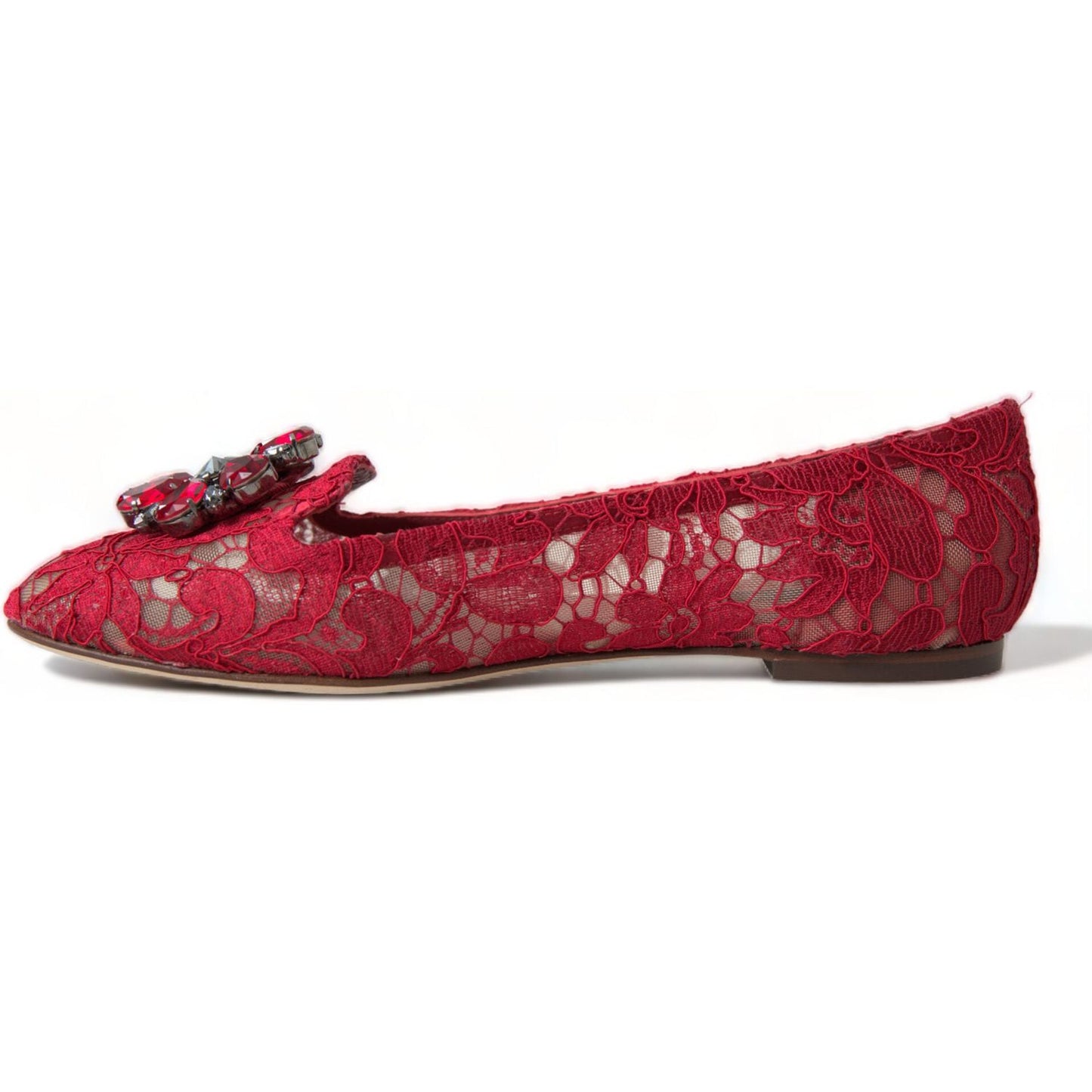 Dolce & Gabbana Elegant Floral Lace Vally Flats red-vally-taormina-lace-crystals-flats-shoes 465A9055-bg-scaled-84f997ad-a22.jpg