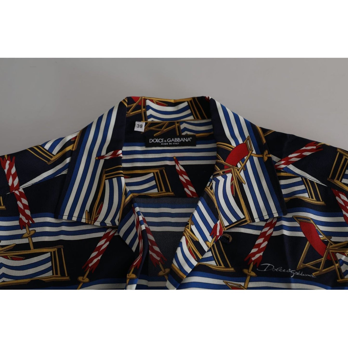 Dolce & Gabbana Elegant Multicolor Silk Casual Shirt multicolor-beach-chair-short-sleeves-shirt