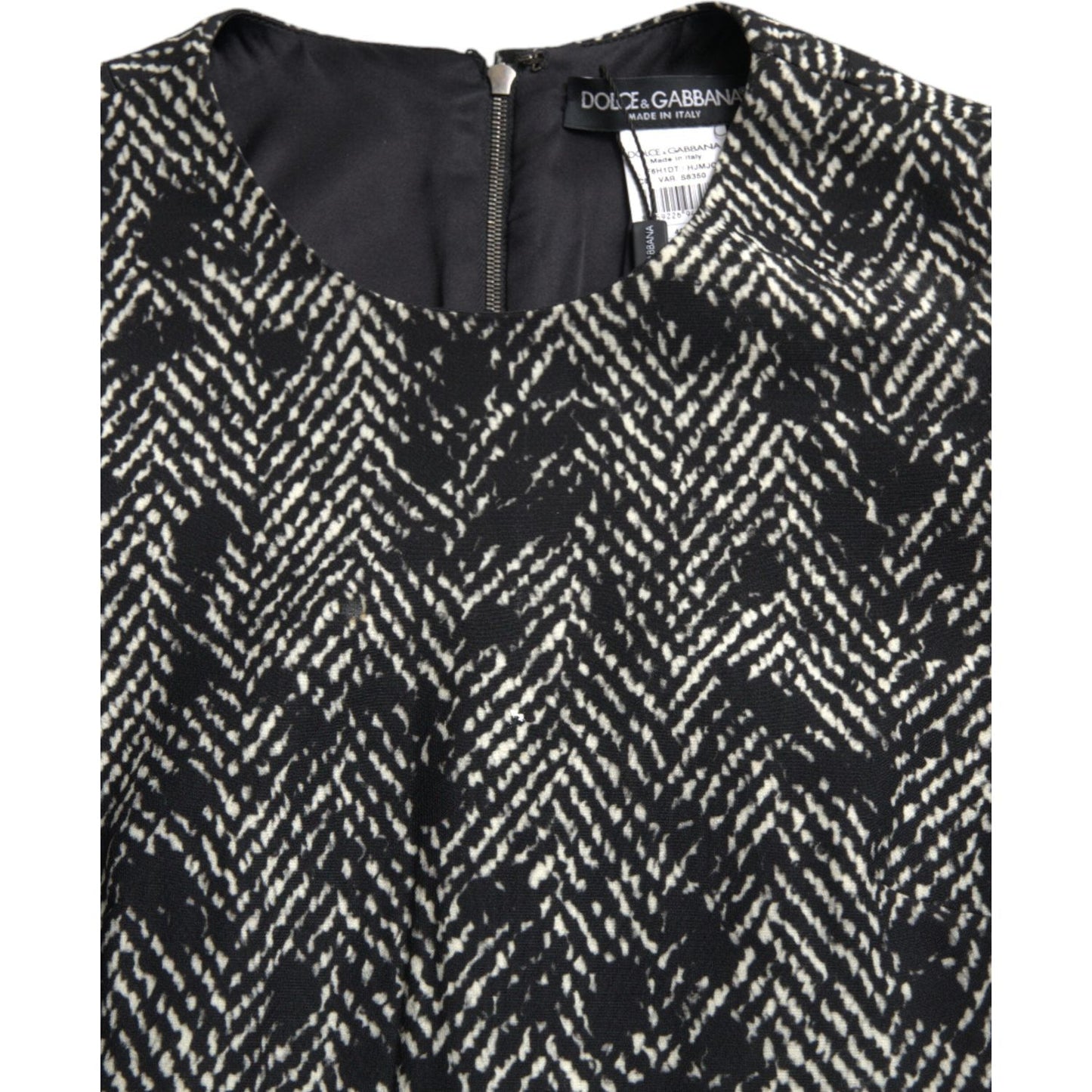 Dolce & Gabbana Elegant Chevron Shift Mini Dress black-chevron-polyester-shift-mini-dress