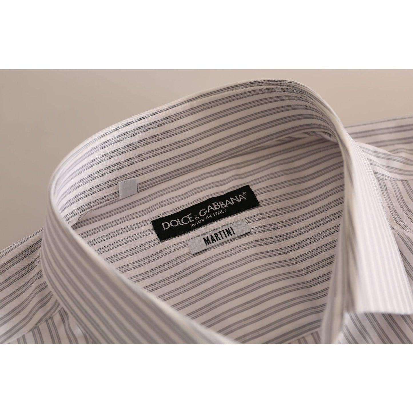 Dolce & Gabbana Elegant White Striped Cotton Dress Shirt white-martini-cotton-stripe-dress-formal-shirt