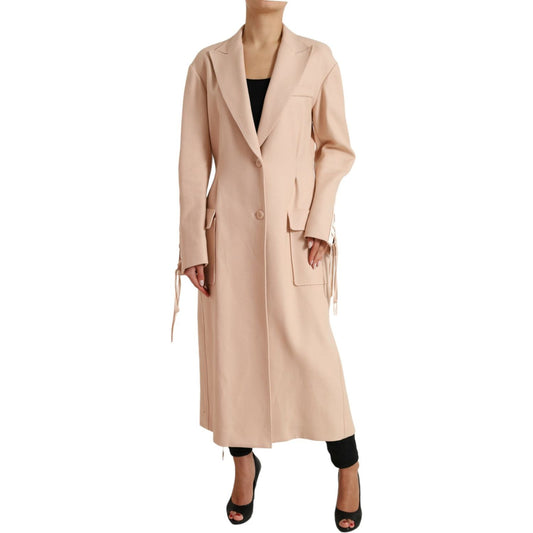 Dolce & Gabbana Elegant Beige Single-Breasted Trench Coat beige-cotton-single-breasted-long-coat-jacket