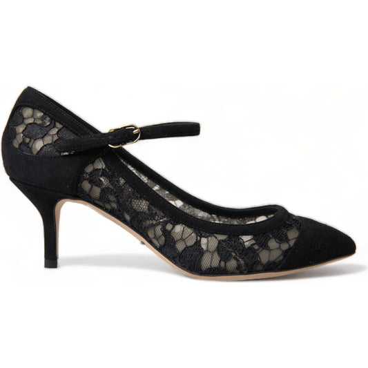 Dolce & Gabbana Elegant Black Taormina Lace Heels black-viscose-taormina-lace-pumps-shoes