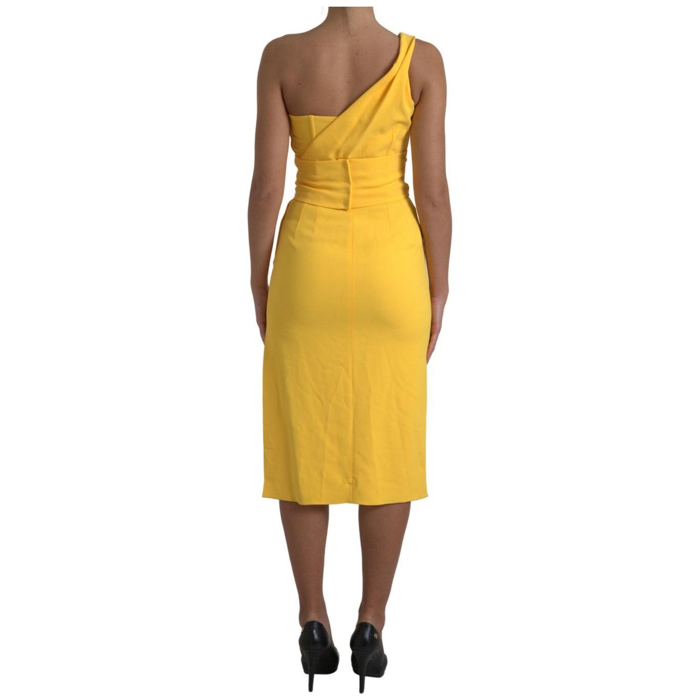 Dolce & Gabbana Elegant One Shoulder Midi Sundress yellow-one-shoulder-side-slit-midi-dress-1 465A9531-Medium-3b0809c0-a59.jpg