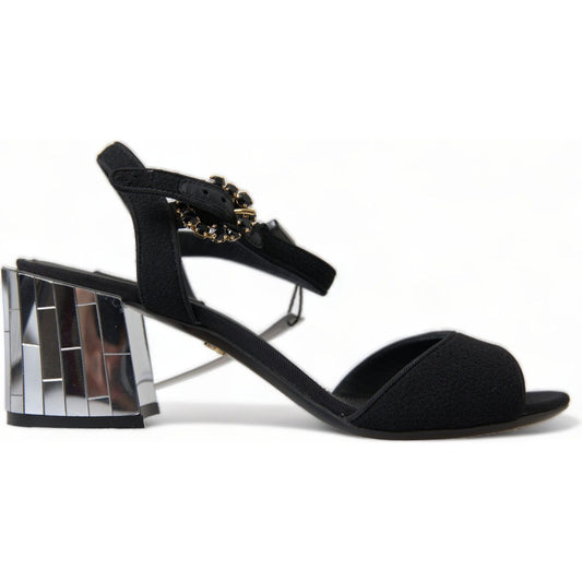 Dolce & Gabbana Elegant Ankle Strap Sandals with Mirror Heels black-crystals-ankle-strap-sandals-shoes