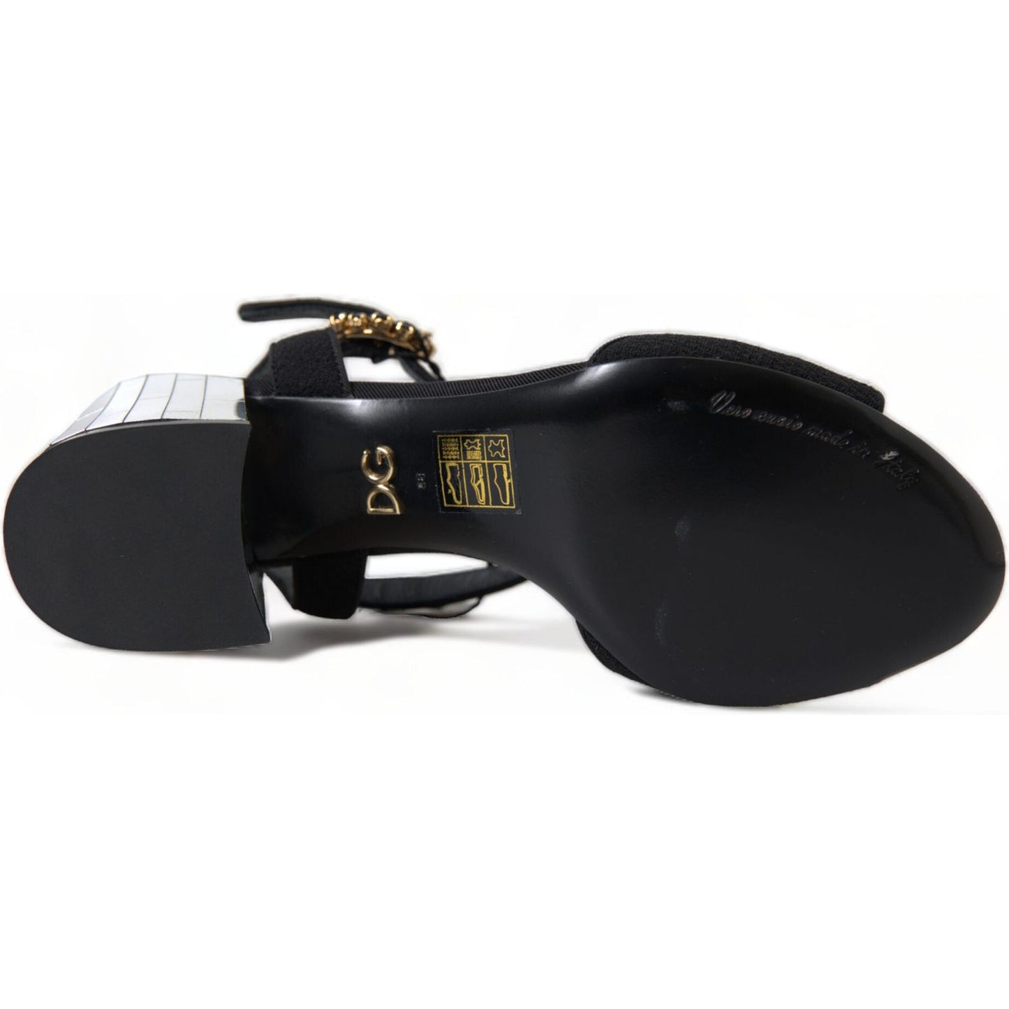 Dolce & Gabbana Elegant Ankle Strap Sandals with Mirror Heels black-crystals-ankle-strap-sandals-shoes