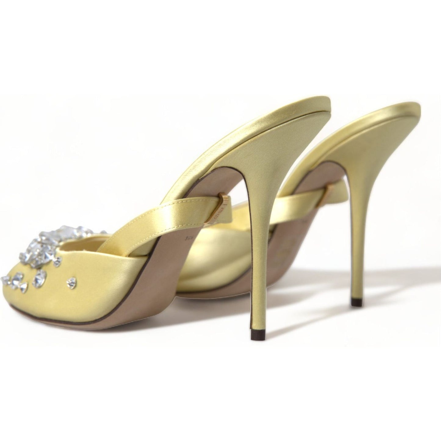 Dolce & Gabbana Crystal Embellished Silk Sandals yellow-satin-crystal-mary-janes-sandals
