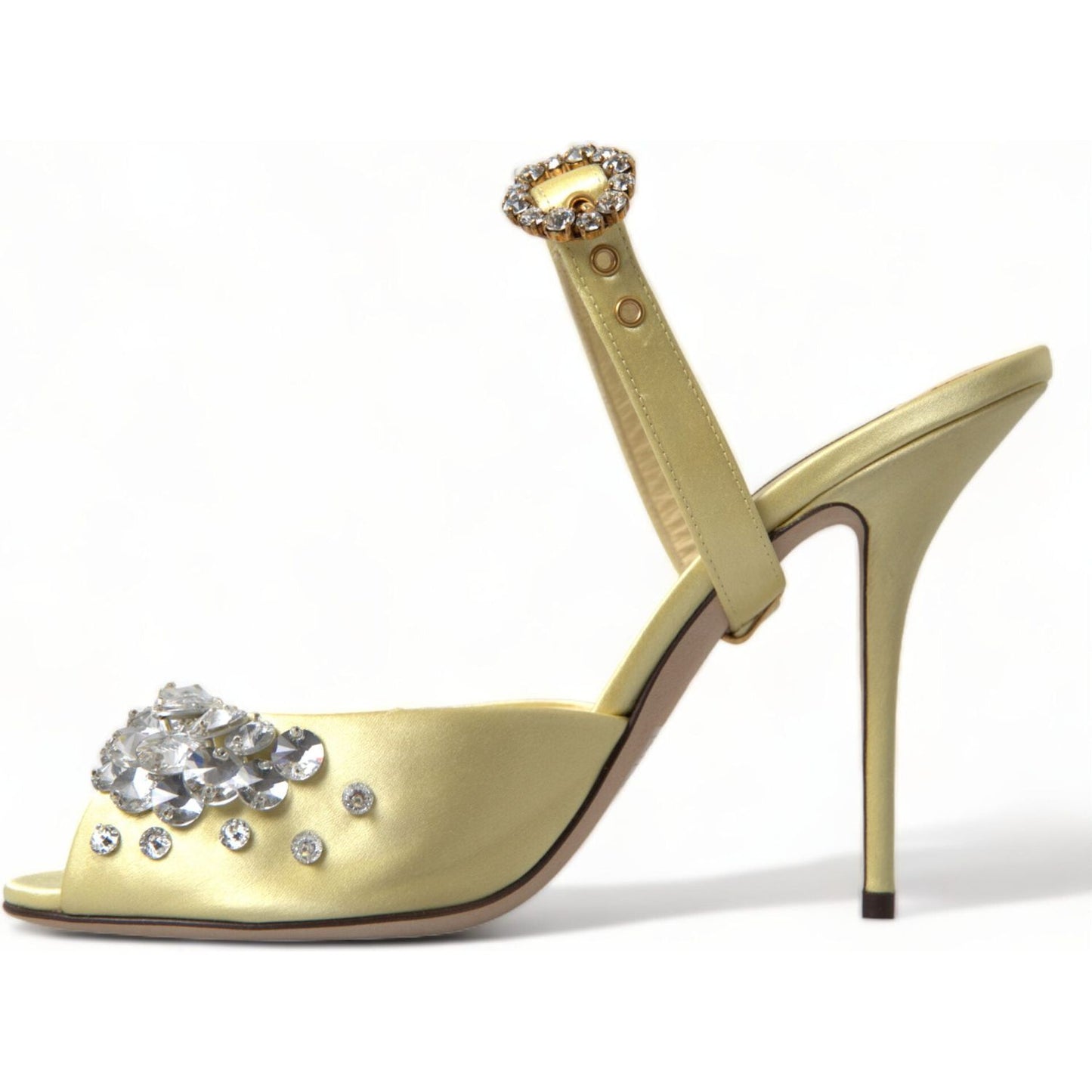 Dolce & Gabbana Crystal Embellished Silk Sandals yellow-satin-crystal-mary-janes-sandals