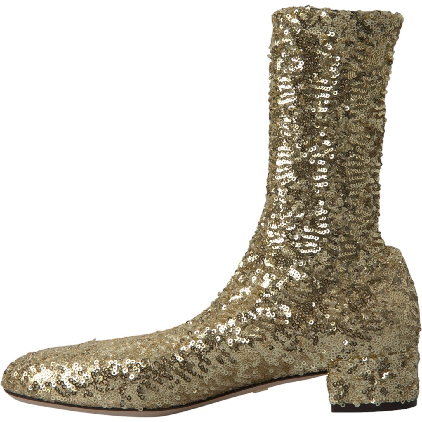 Dolce & Gabbana Elegant Mid Calf Gold Boots Exclusive Design gold-sequined-short-boots-stretch-shoes 465A9708-bg-scaled-80bd97bb-958.jpg