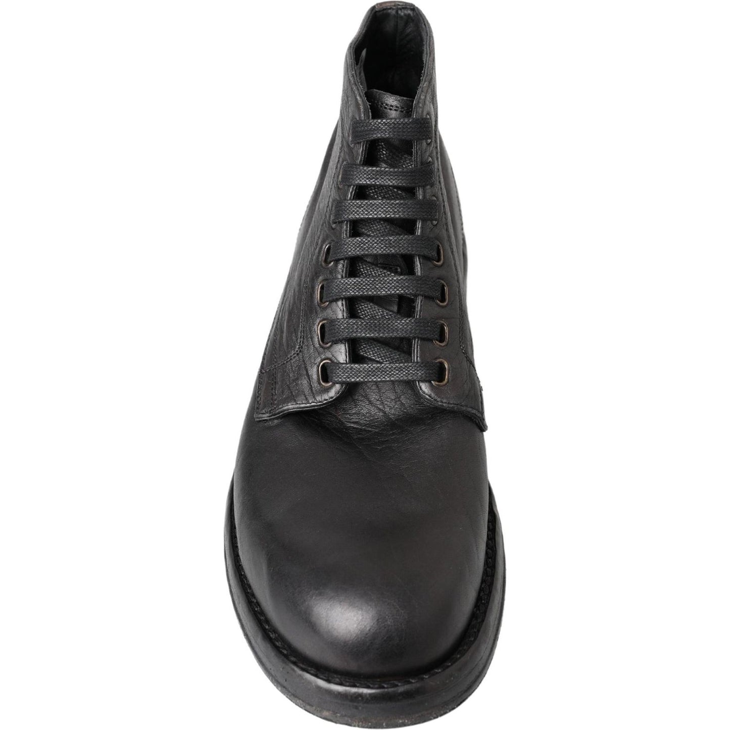Dolce & Gabbana Equisite Black Lace-Up Leather Boots black-horse-leather-perugino-boots