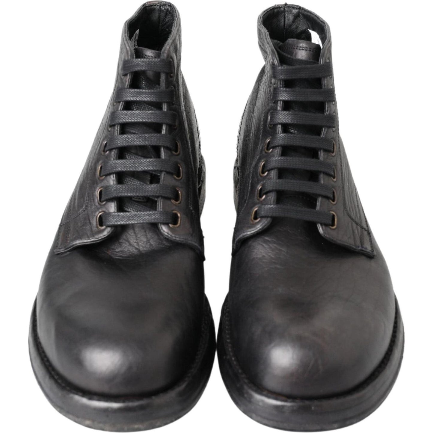 Dolce & Gabbana Equisite Black Lace-Up Leather Boots black-horse-leather-perugino-boots