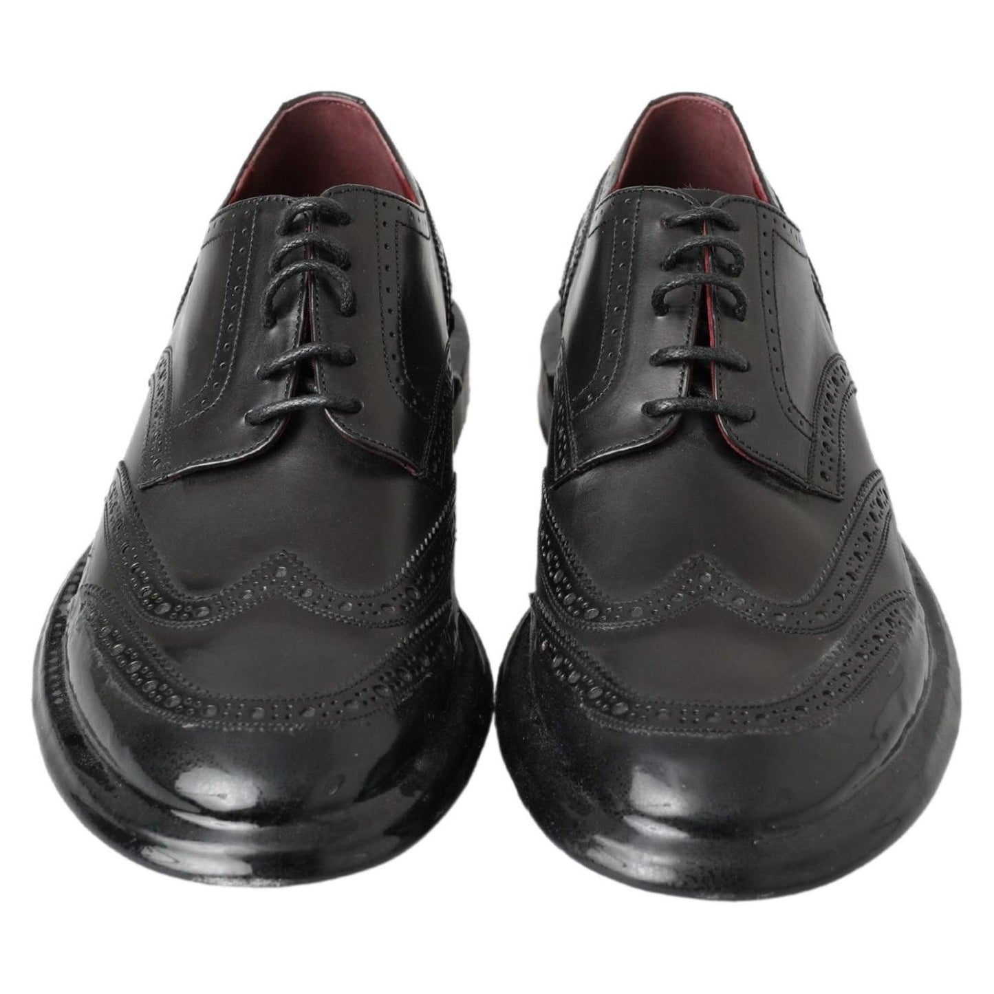 Dolce & Gabbana Elegant Black Leather Derby Shoes black-leather-oxford-wingtip-formal-derby-shoes-2