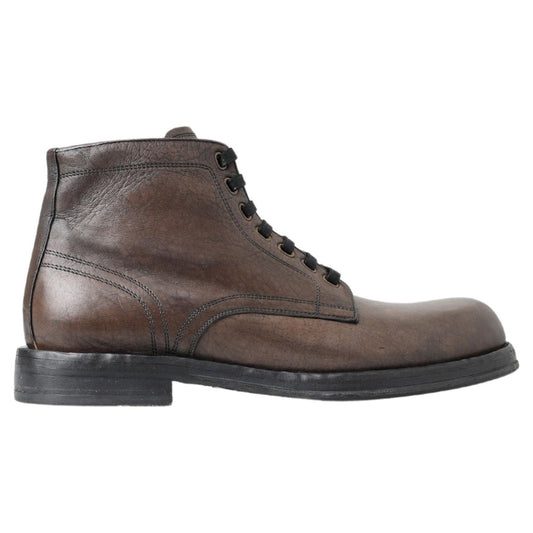 Dolce & Gabbana Elegant Horse Leather Lace-Up Boots brown-horse-leather-perugino-shoes