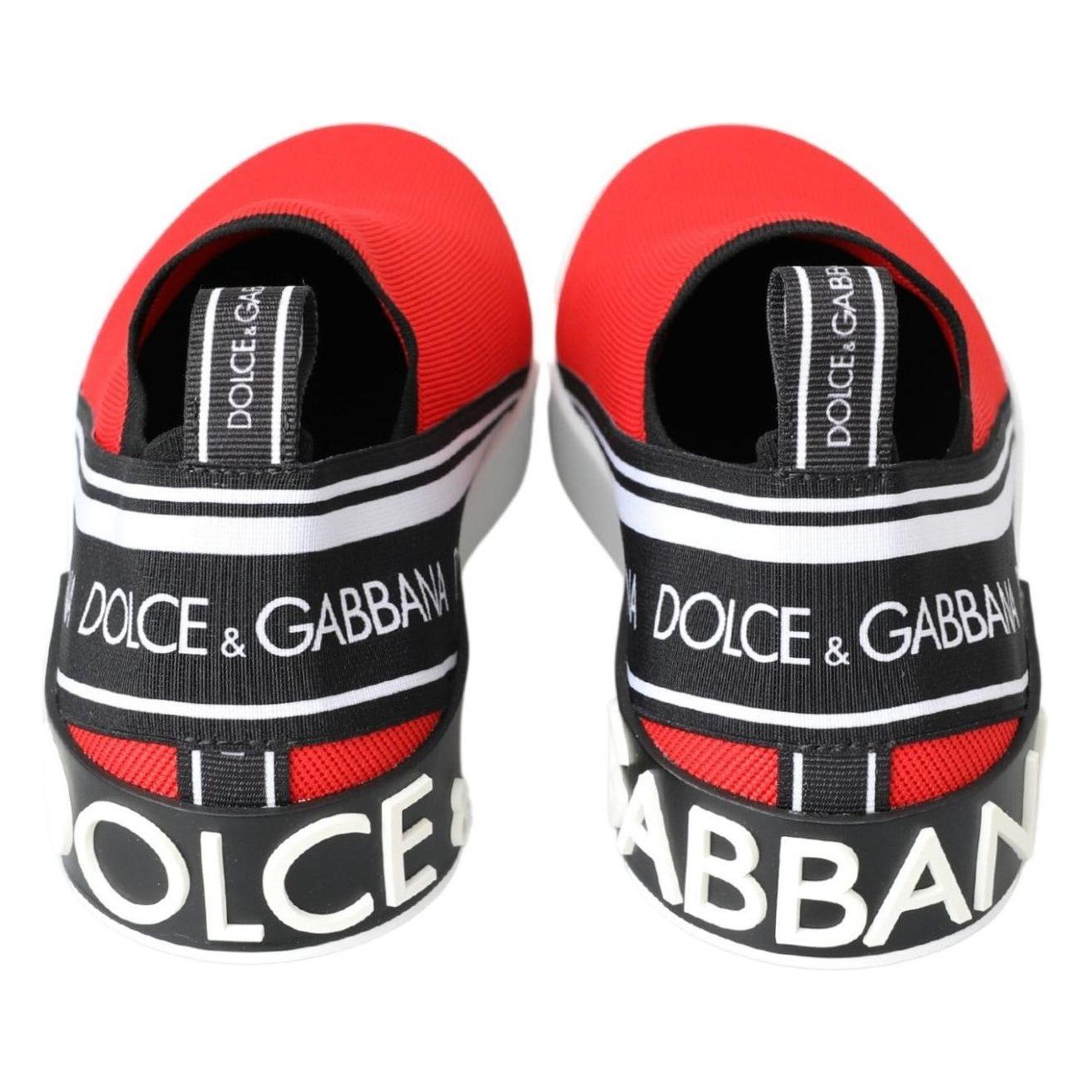 Dolce & Gabbana Elegant Tri-Tone Loafers for Men red-white-flat-sneakers-loafers-shoes