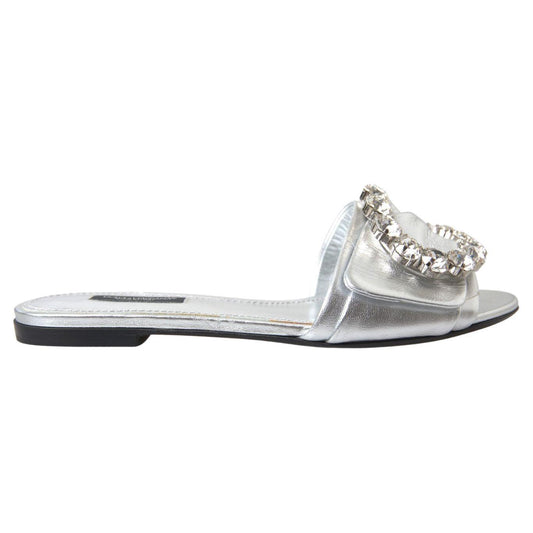 Dolce & GabbanaCrystal-Embellished Silver Leather SlidesMcRichard Designer Brands£449.00