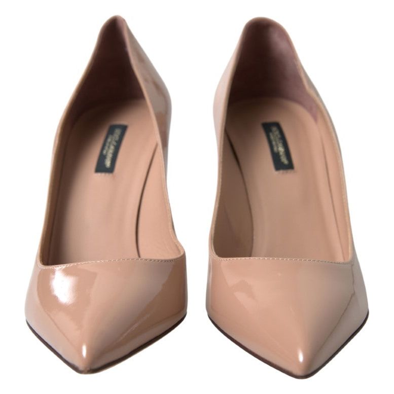 Dolce & Gabbana Elegant Beige Patent Leather Pumps beige-leather-pumps-patent-heels-shoes