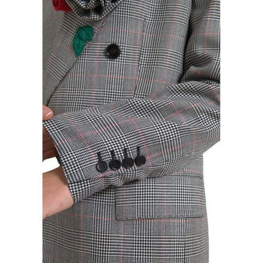 Dolce & Gabbana Chic Double Breasted Gray Wool Blazer gray-plaid-rose-applique-coat-blazer-jacket 465A9975-b6889131-886.jpg