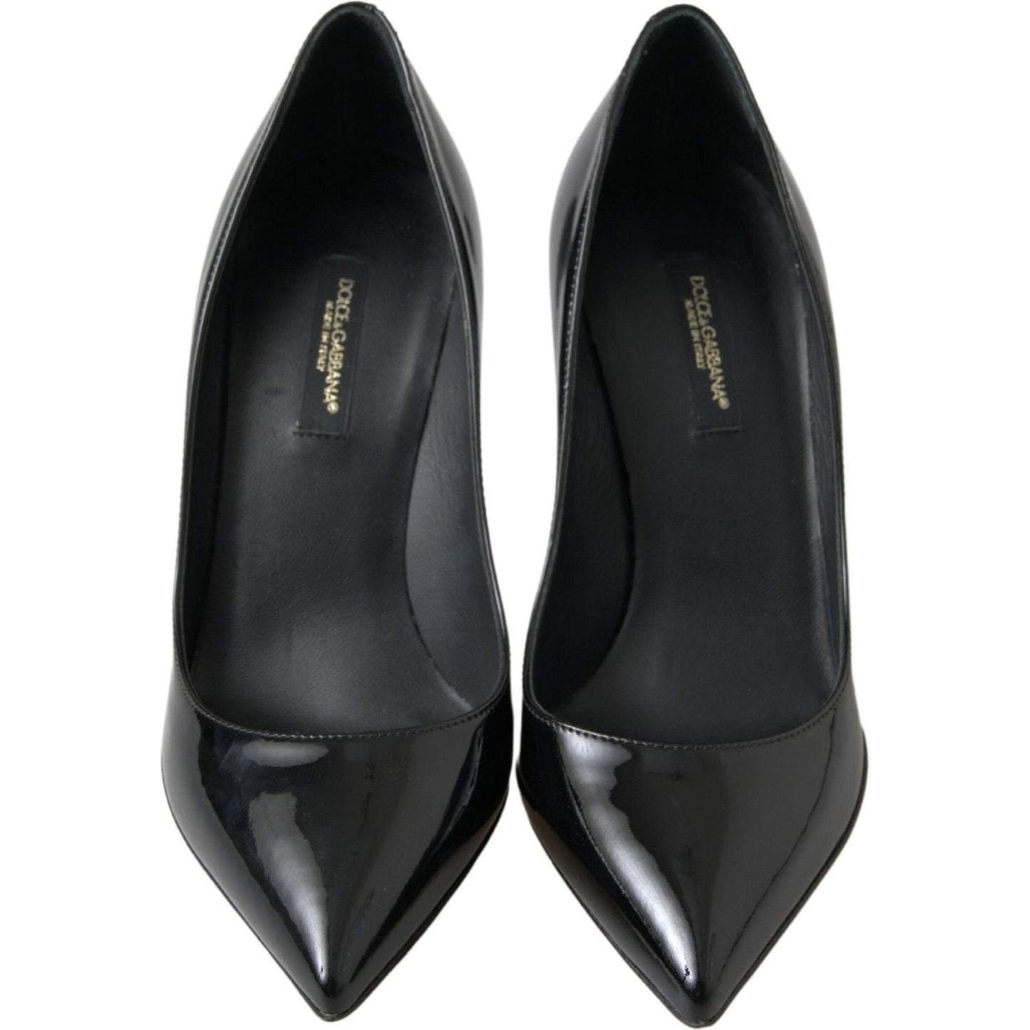 Dolce & Gabbana Elegant Patent Leather Heels Pumps black-patent-leather-high-heels-pumps-shoes