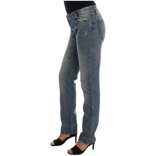 Costume National Chic Blue Slim Fit Designer Jeans blue-cotton-stretch-denim-jeans