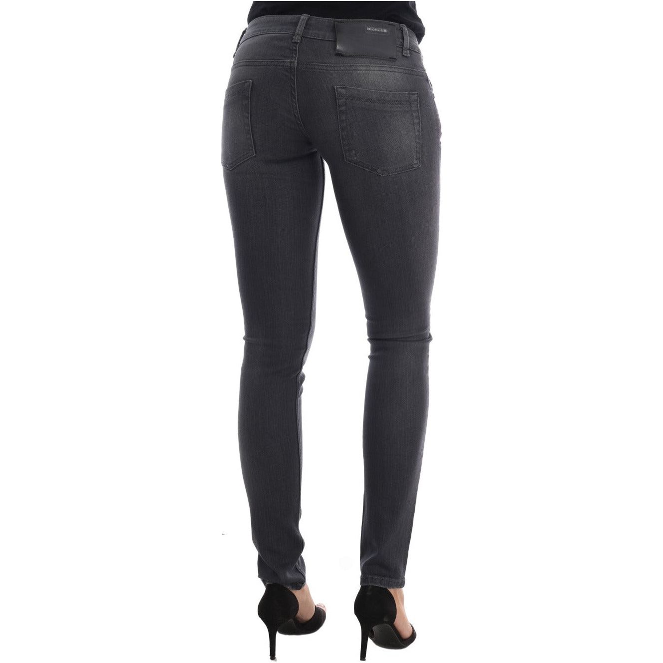 Acht Sleek Gray Slim-Fit Designer Jeans gray-cotton-slim-fit-denim-jeans-1
