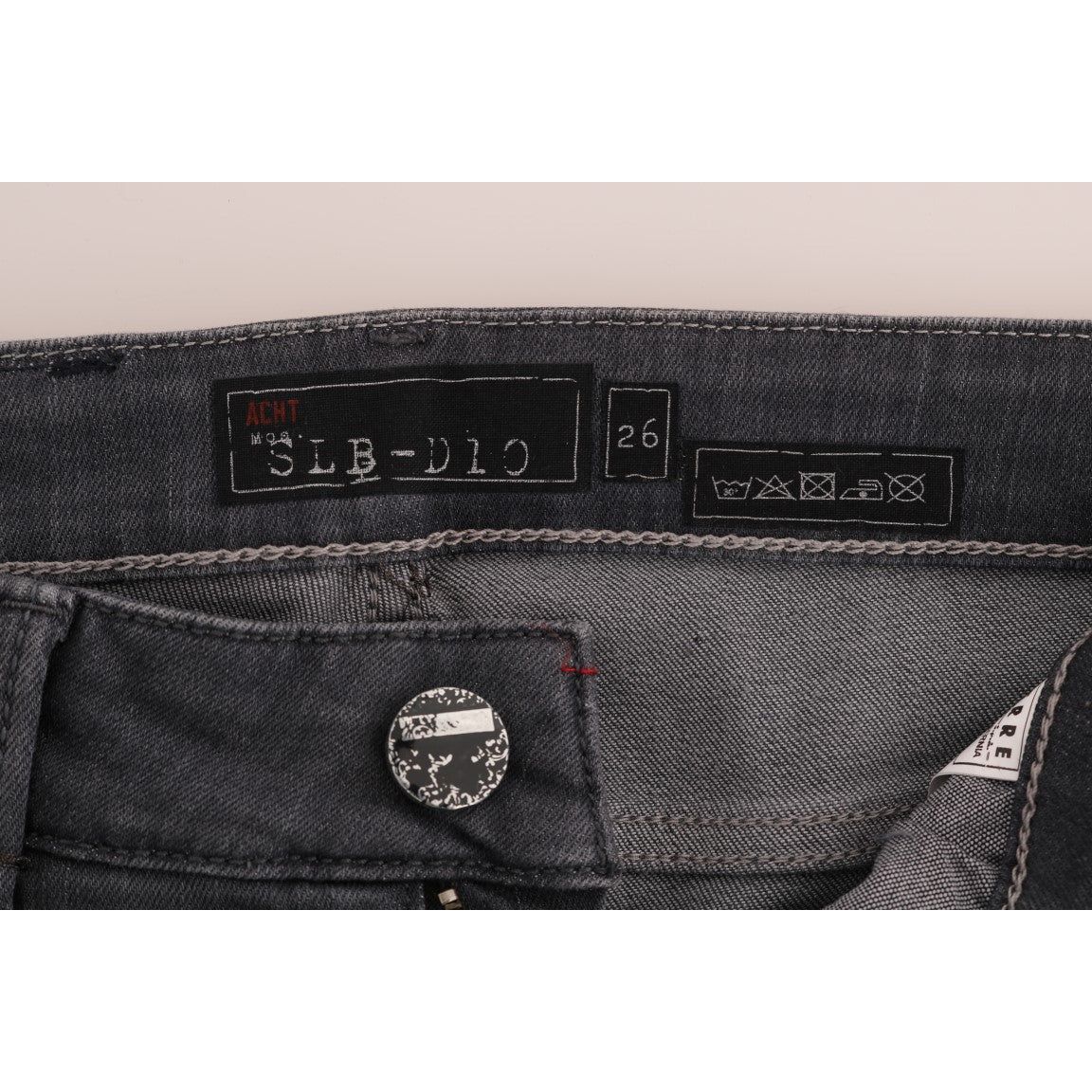 Acht Sleek Gray Slim-Fit Designer Jeans gray-cotton-slim-fit-denim-jeans-1