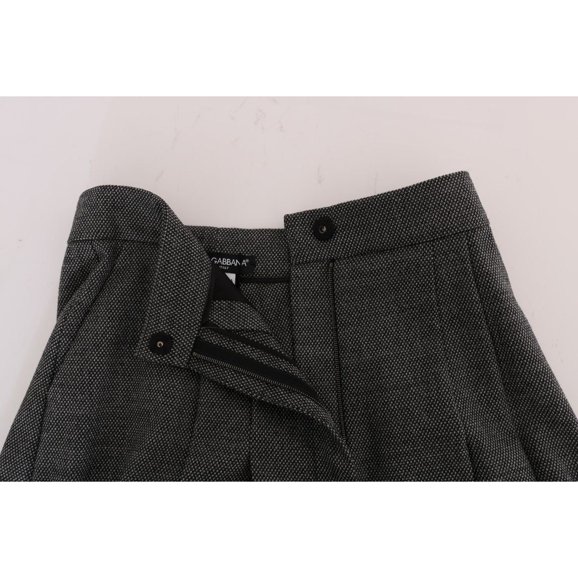 Dolce & Gabbana Chic High Waist Wool Mini Shorts gray-wool-high-waist-mini-shorts