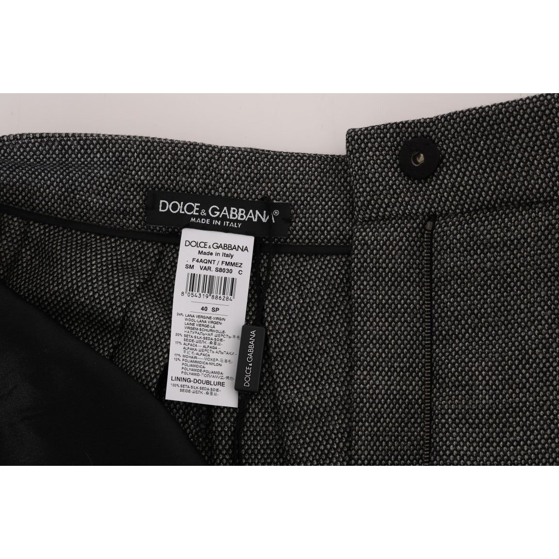 Dolce & Gabbana Chic High Waist Wool Mini Shorts gray-wool-high-waist-mini-shorts