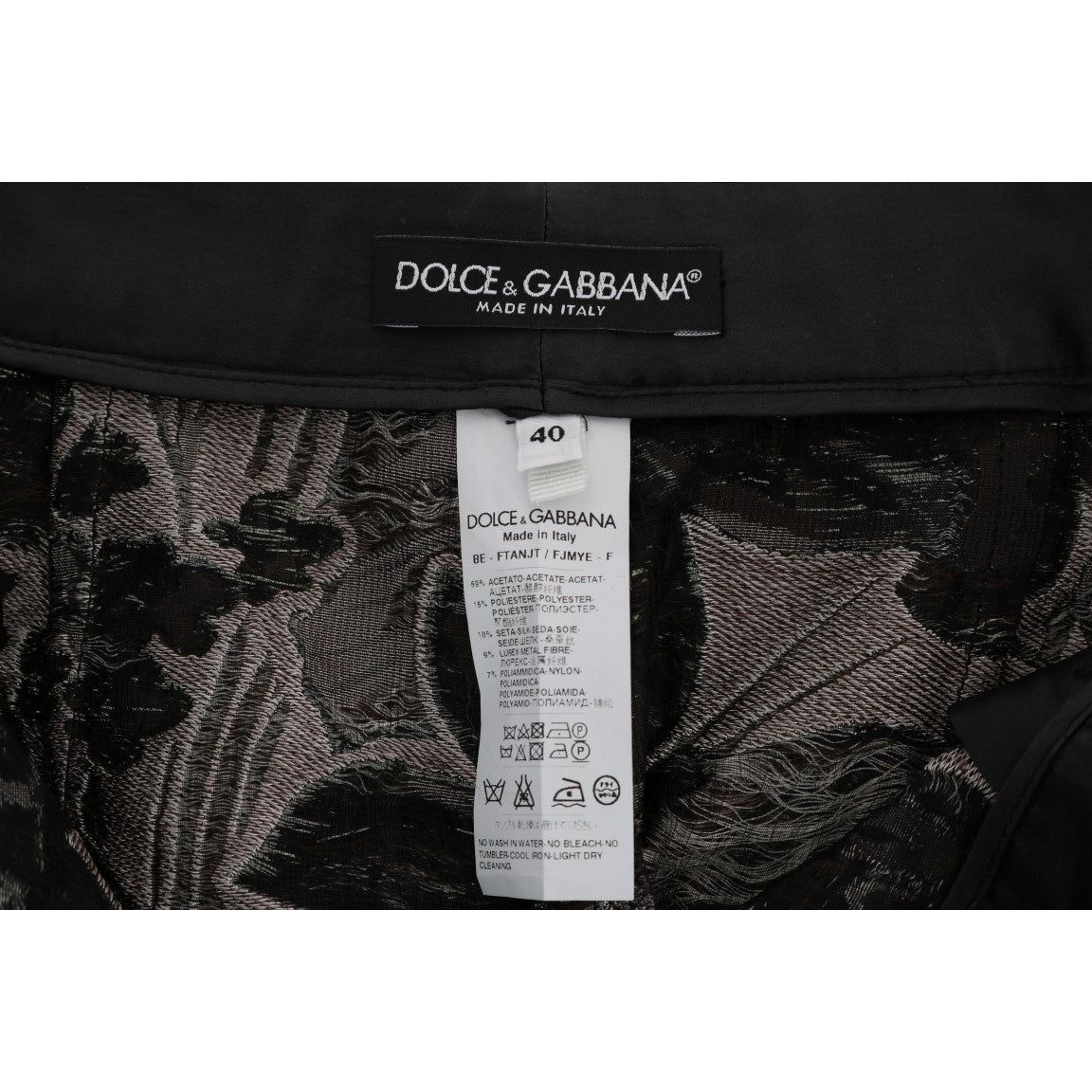 Dolce & Gabbana Elegant High-Waist Brocade Shorts gray-floral-brocade-high-waist-shorts Shorts 466984-gray-floral-brocade-high-waist-shorts-5.jpg