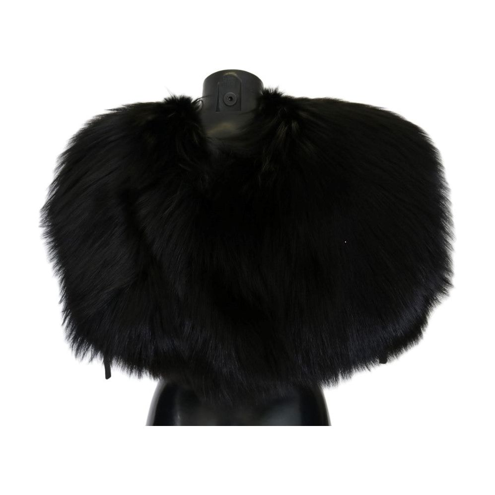 Dolce & Gabbana Elegant Black Silver Fox Fur Wrap Scarf black-silver-fox-fur-scarf Fur Scarves 467117-black-silver-fox-fur-scarf-2.jpg