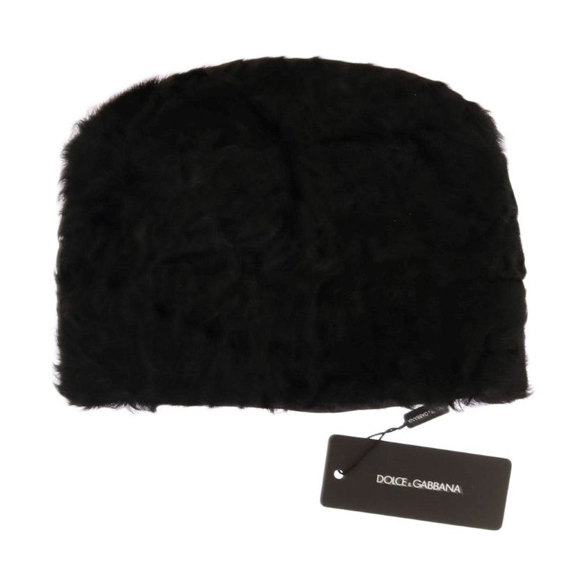Dolce & Gabbana Elegant Black Xiangao Fur Beanie Hat Beanie Hat black-xiangao-lamb-fur-beanie