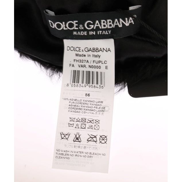Dolce & Gabbana Elegant Black Xiangao Fur Beanie Hat Beanie Hat black-xiangao-lamb-fur-beanie