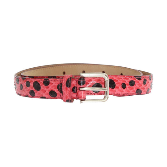 Dolce & Gabbana Polka Dot Snakeskin Belt with Silver Buckle Belt pink-polka-snakeskin-silver-buckle-belt