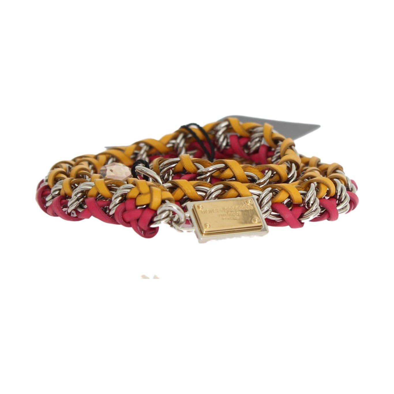 Dolce & Gabbana Elegant Multicolor Crystal-Embellished Belt red-yellow-leather-crystal-belt Belt