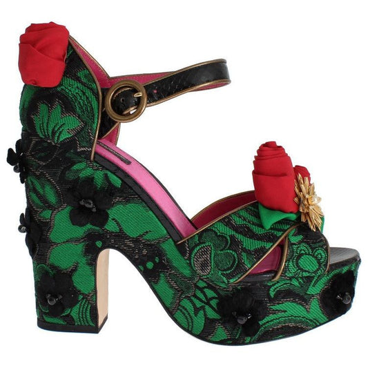 Dolce & Gabbana Enchanted Sicily Crystal Brocade Wedges green-brocade-snakeskin-roses-crystal-shoes 47568-green-brocade-snakeskin-roses-crystal-shoes.jpg