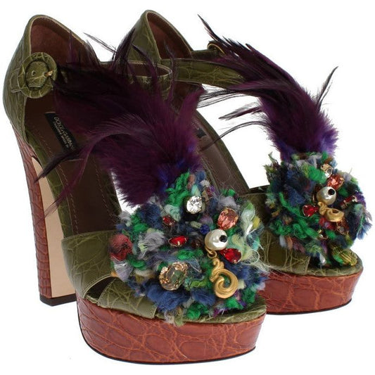 Dolce & Gabbana Multicolor Crystal Platform Sandals caiman-crocodile-leather-crystal-shoes 47663-caiman-crocodile-leather-crystal-shoes-1.jpg
