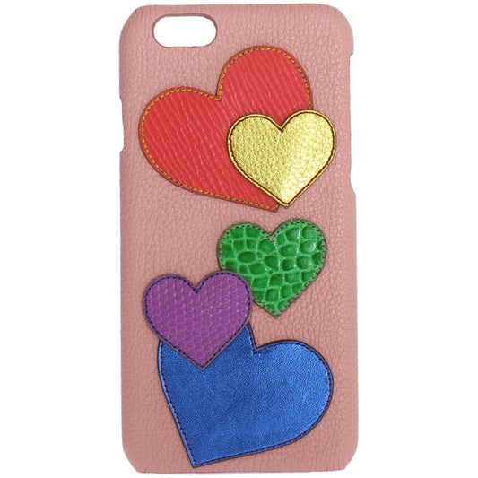 Dolce & Gabbana Chic Pink Leather Heart-Embellished Phone Cover pink-leather-heart-phone-cover