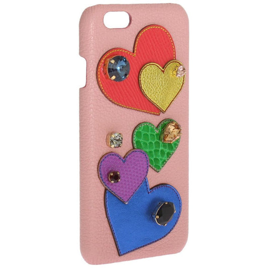 Dolce & Gabbana Chic Pink Leather Crystal iPhone Case pink-leather-heart-crystal-phone-case