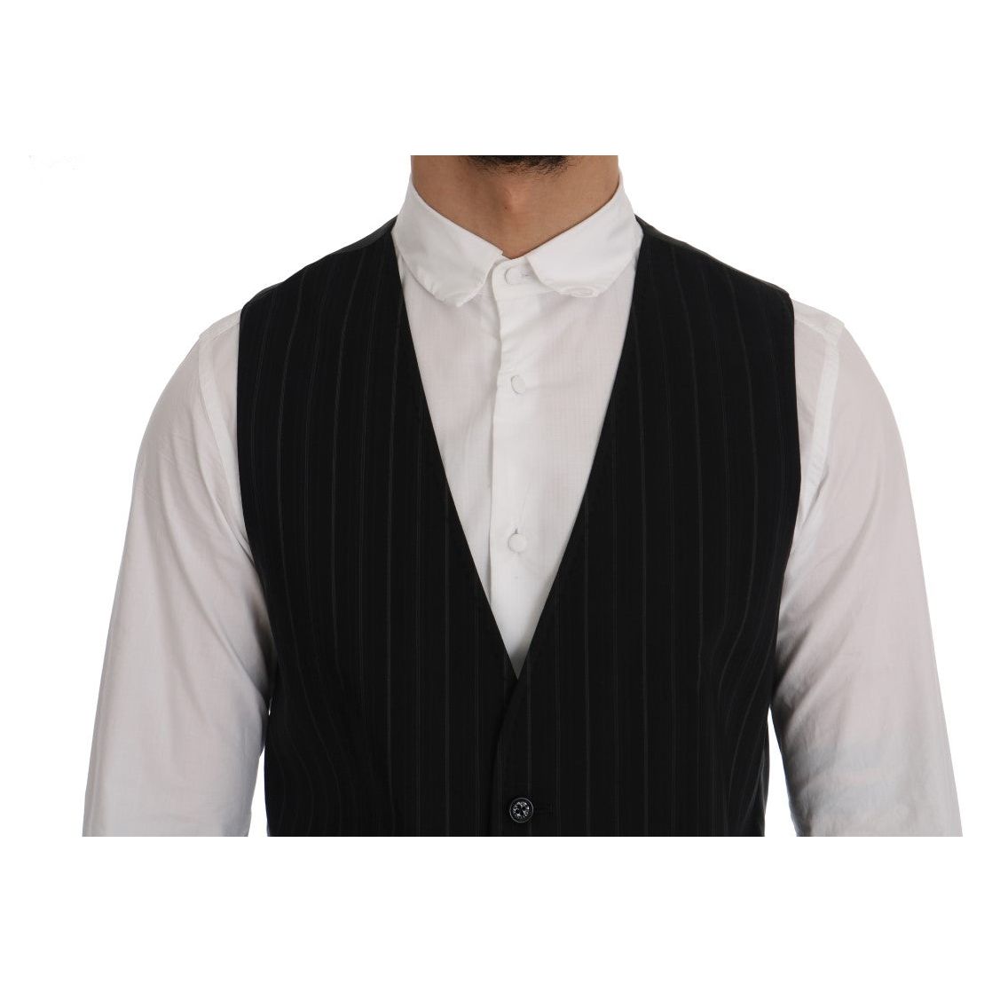 Dolce & Gabbana Elegant Striped Vest Waistcoat black-staff-cotton-striped-vest-1 478355-black-staff-cotton-striped-vest-2-3.jpg