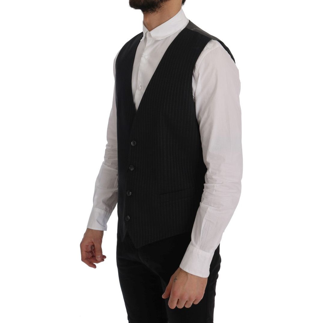 Dolce & GabbanaElegant Striped Gray Waistcoat VestMcRichard Designer Brands£139.00